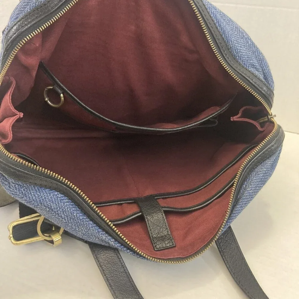 SUITSUPPLY Vintage Calf‎ Leather Wool Bag Mens Messenger Crossbody Long Strap